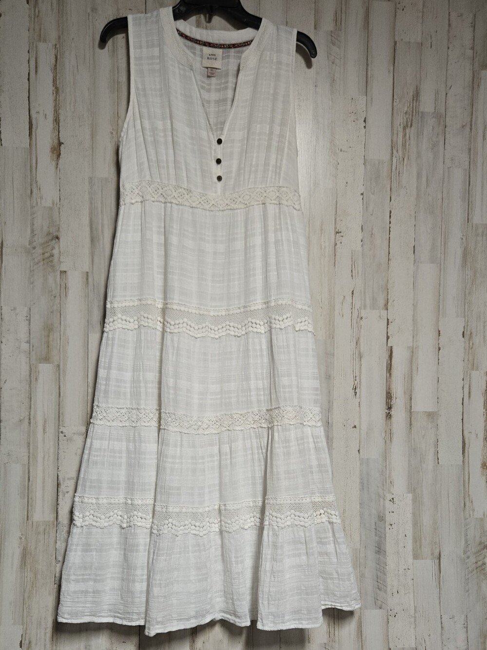 Knox Rose White Sleeveless Crochet-Trim Maxi Dress